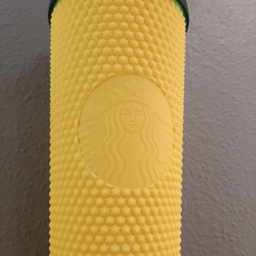 NEW Starbucks Cup Yellow 24 OZ Hawaii Collection with Straw Textured Pinapple - Picture 4 of 7